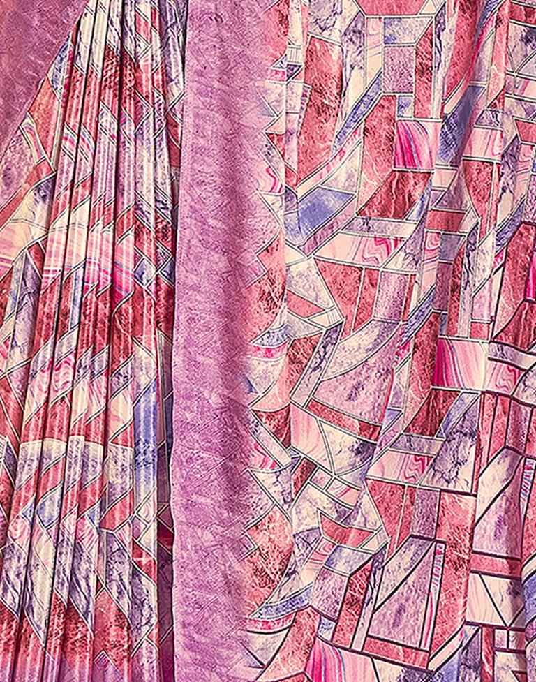 Pink Silk Printed Saree