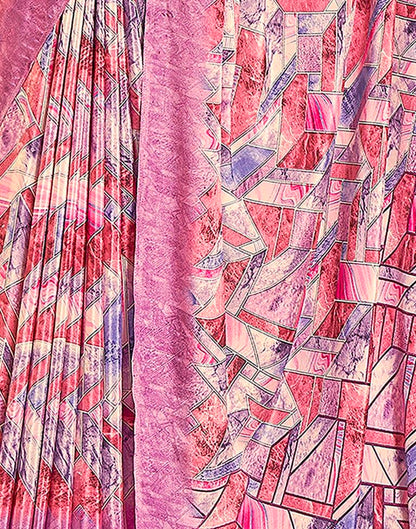 Pink Silk Printed Saree