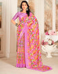 Lavender & Multicoloured Silk Printed Saree
