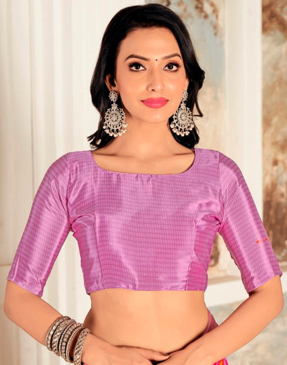 Lavender & Multicoloured Silk Printed Saree