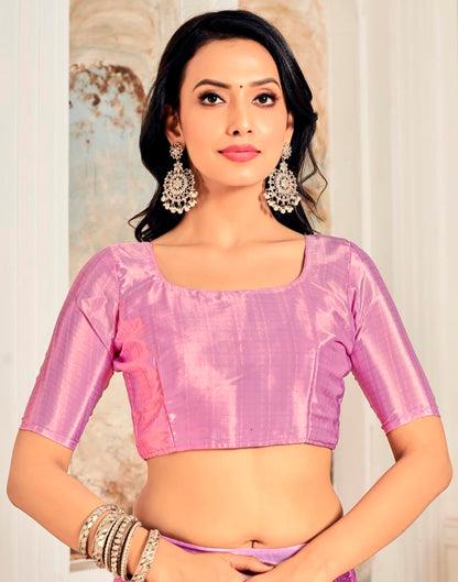 Pink Silk Printed Saree