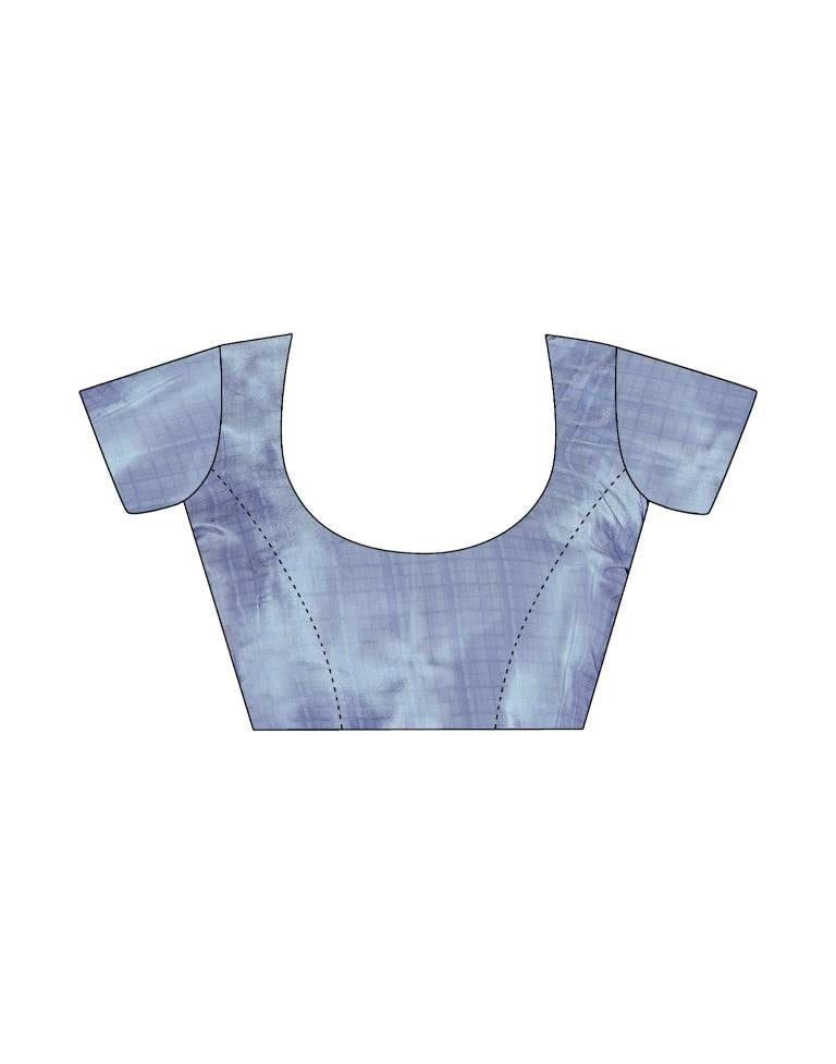 Steel Blue Silk Printed Saree