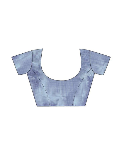 Steel Blue Silk Printed Saree