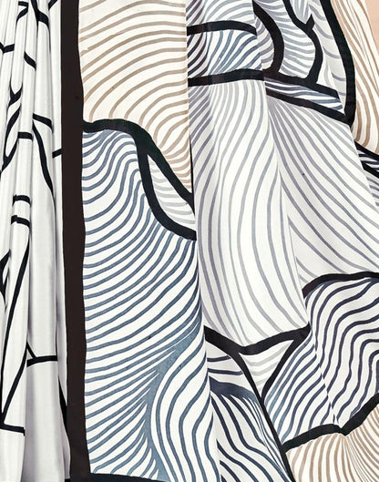 White Silk Printed Saree
