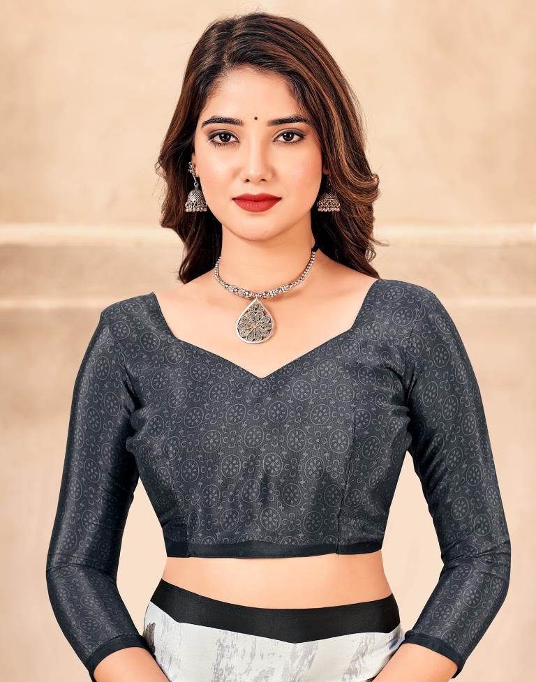 White Silk Printed Saree