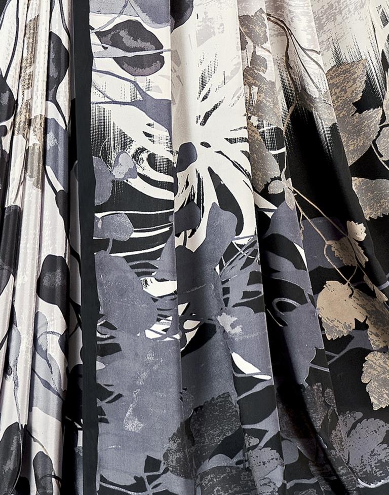 White Silk Printed Saree