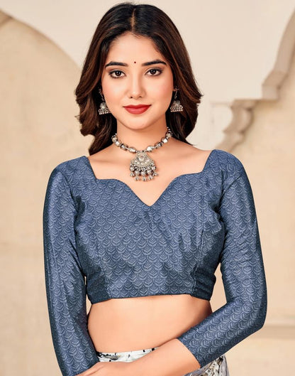 Grey Silk Printed Saree