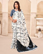 Light White Silk Printed Saree