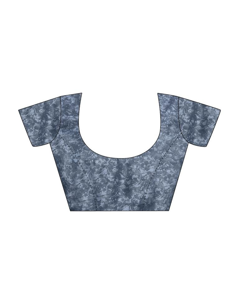 Light White Silk Printed Saree