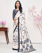 White Silk Printed Saree