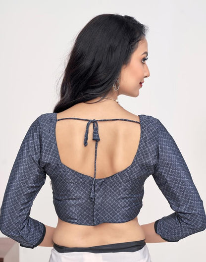 White Silk Printed Saree