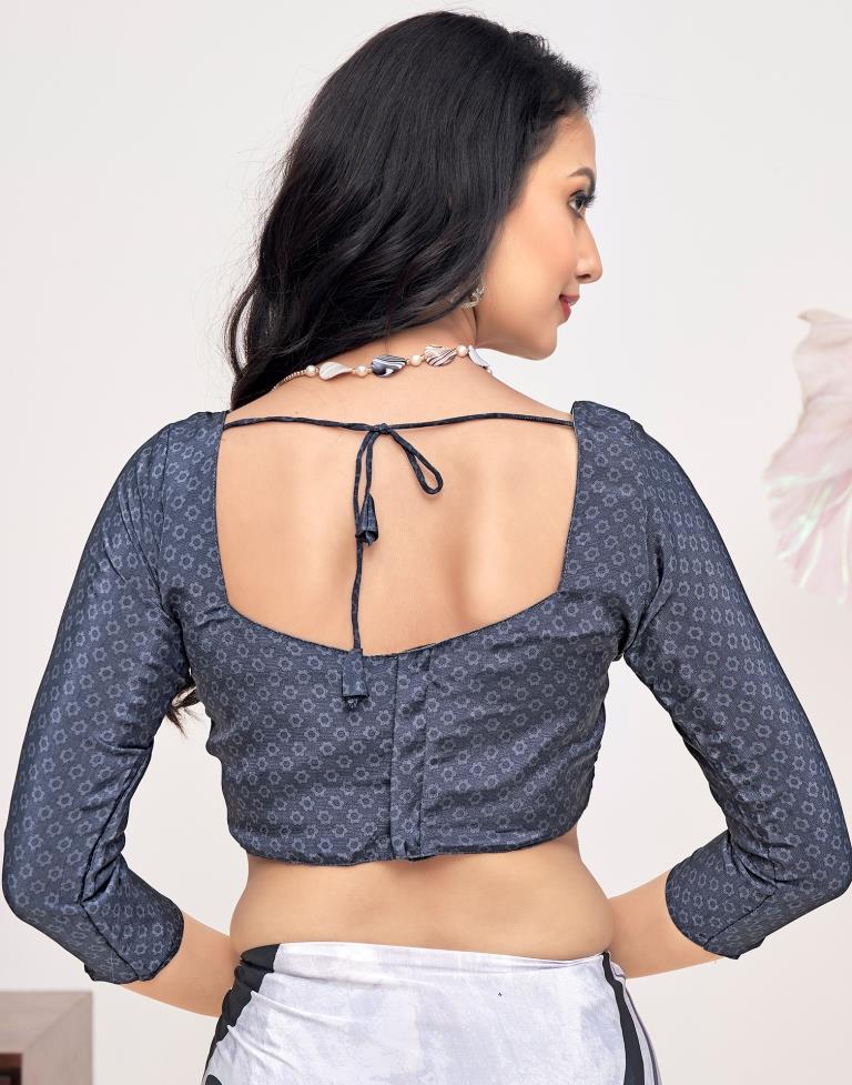 White Silk Printed Saree