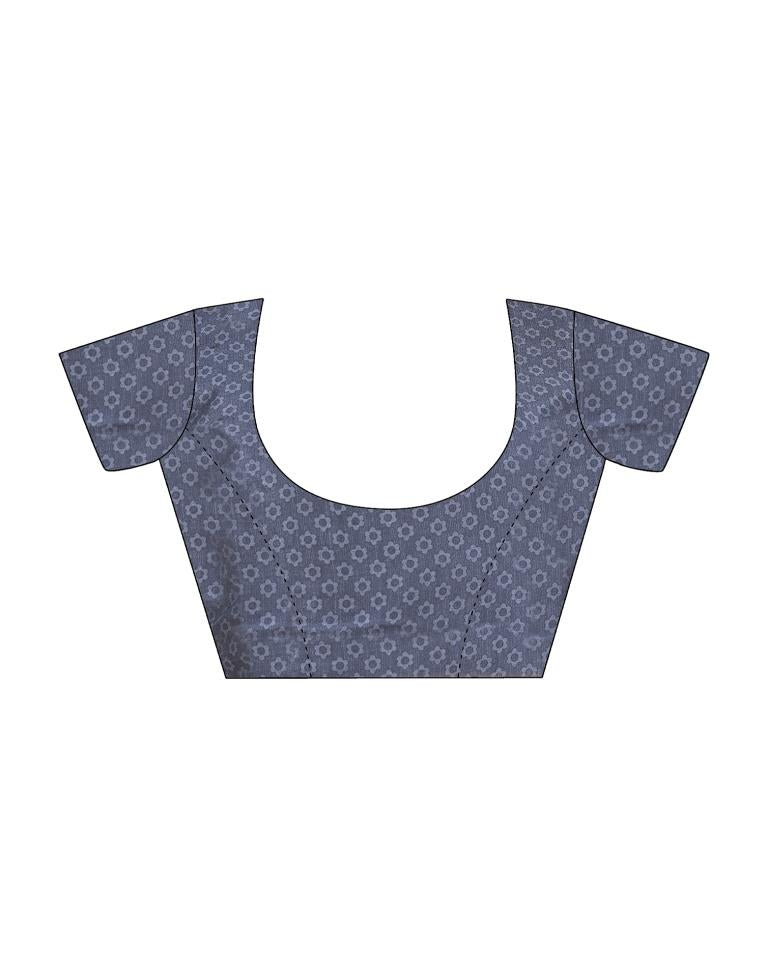 White Silk Printed Saree