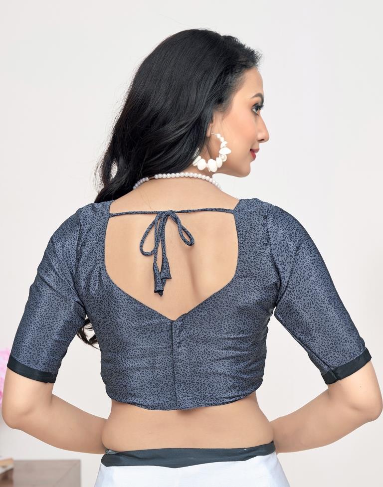 White Silk Printed Saree