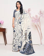 White Silk Printed Saree