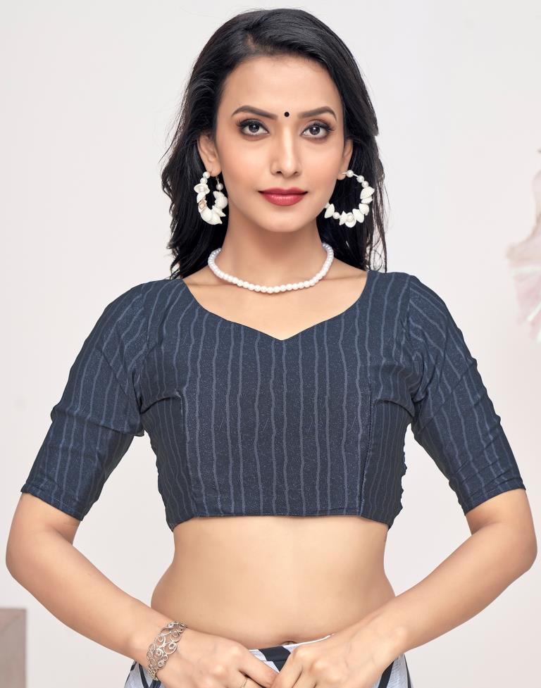 White Silk Printed Saree