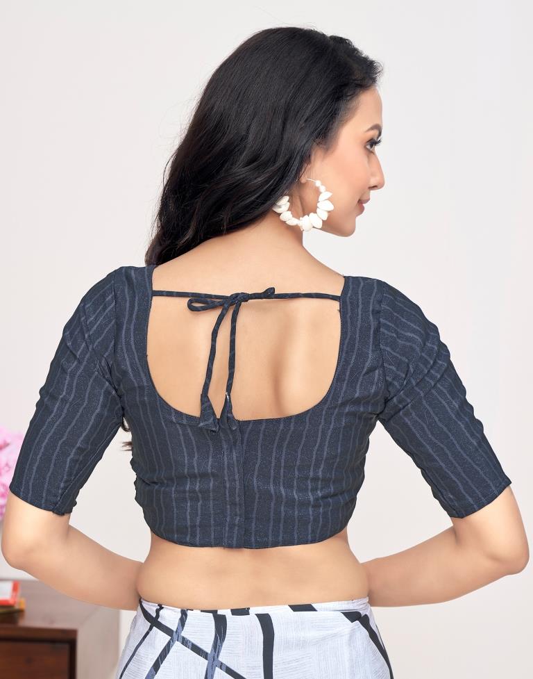 White Silk Printed Saree