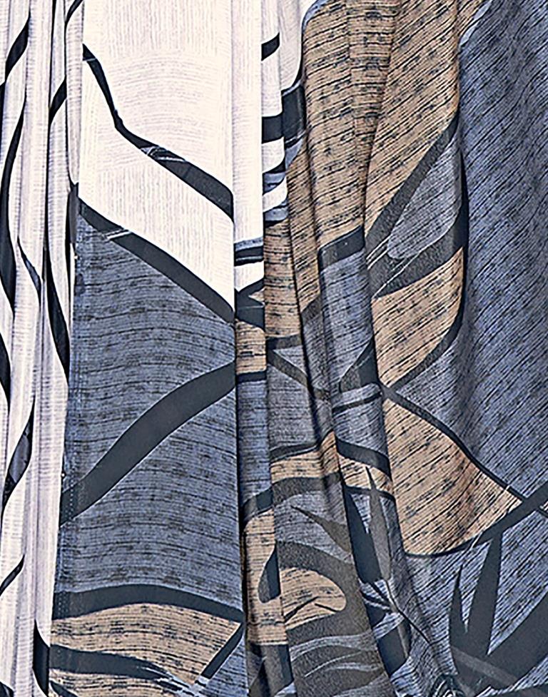 White Silk Printed Saree