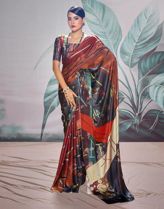 Multi Silk Printed Saree