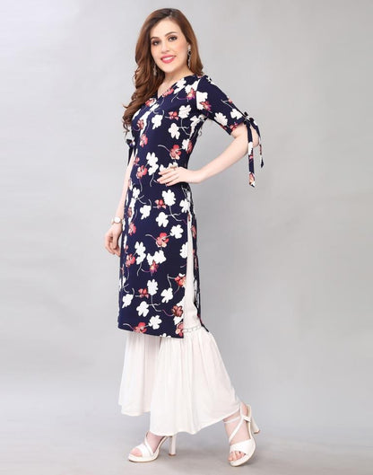 Ravishing Dark Blue Coloured Digital Printed Crepe Kurti | Sudathi
