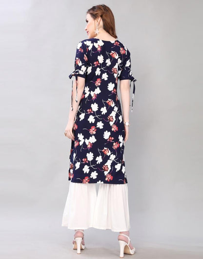 Ravishing Dark Blue Coloured Digital Printed Crepe Kurti | Sudathi