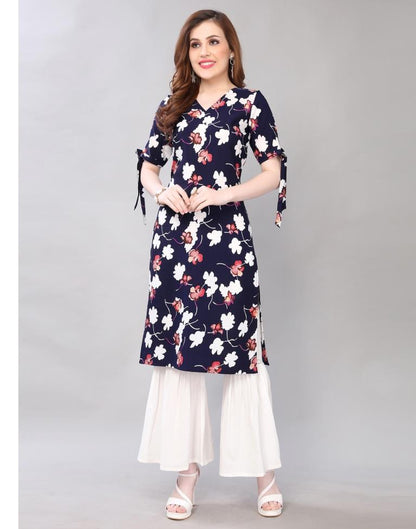 Ravishing Dark Blue Coloured Digital Printed Crepe Kurti | Sudathi