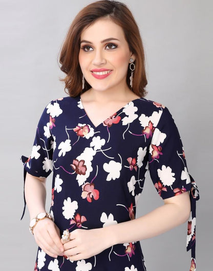 Ravishing Dark Blue Coloured Digital Printed Crepe Kurti | Sudathi