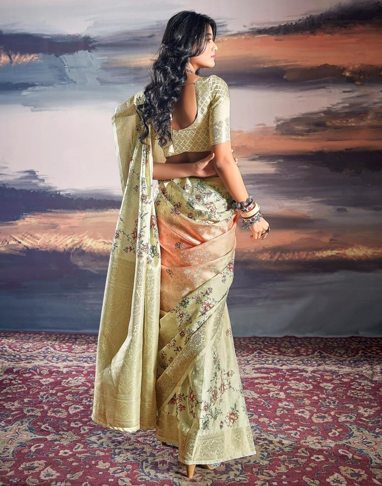 Beige Silk Woven Saree