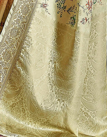 Beige Silk Woven Saree