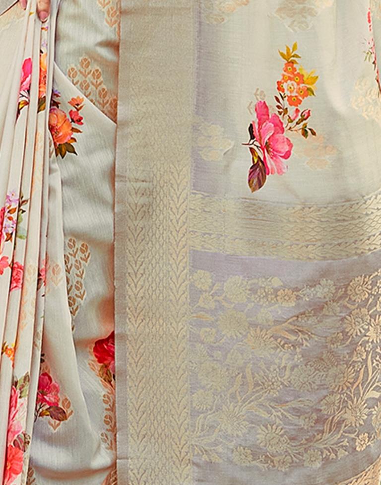 Beige Cotton Woven Saree