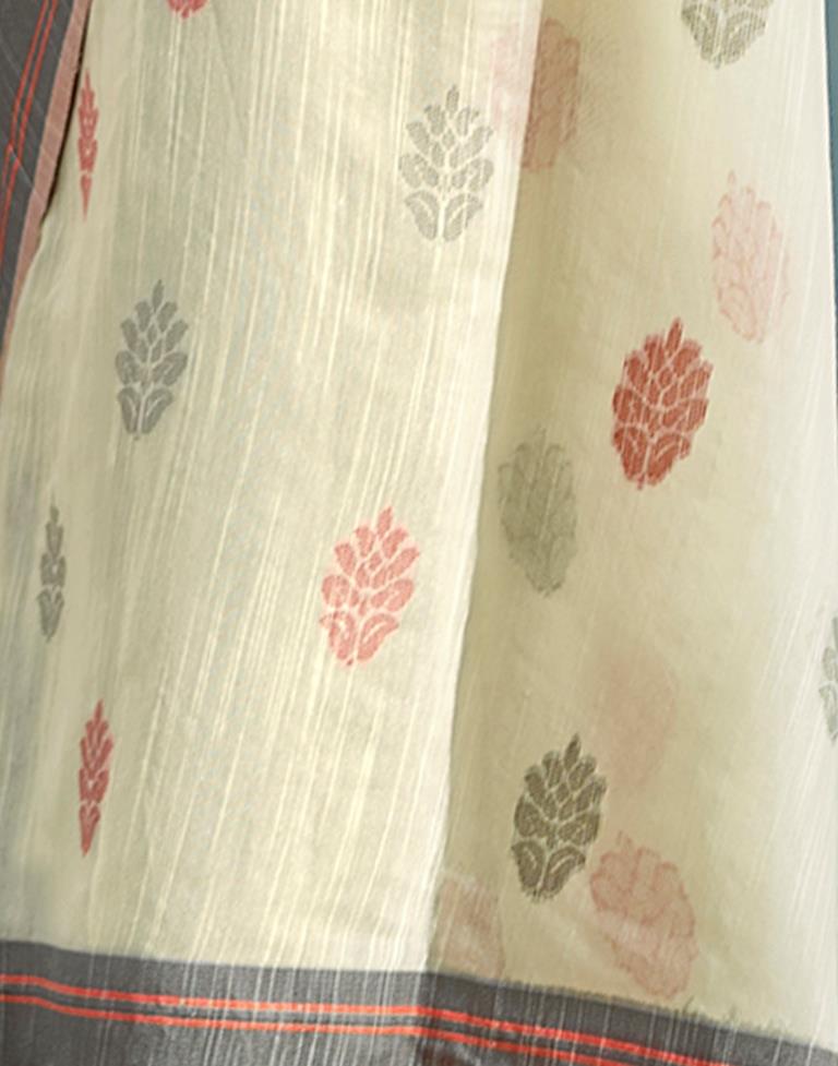 Beige Silk Woven Saree