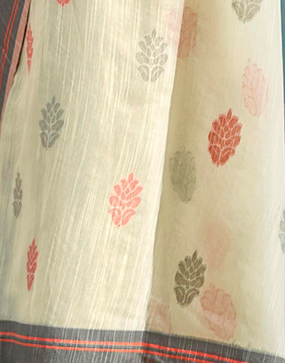 Beige Silk Woven Saree