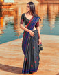 Dark Grey & Multicoloured Silk Woven Saree