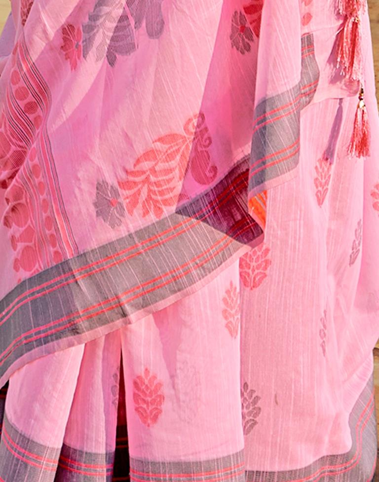 Pink Silk Woven Saree