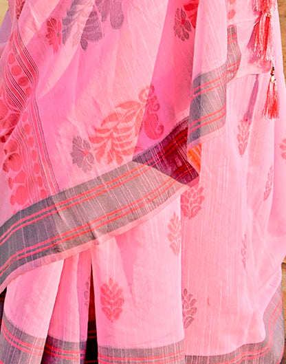 Pink Silk Woven Saree