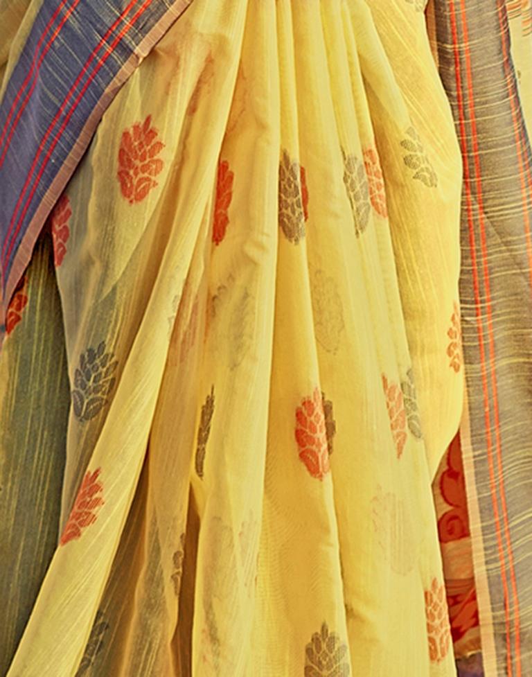 Yellow Silk Woven Saree