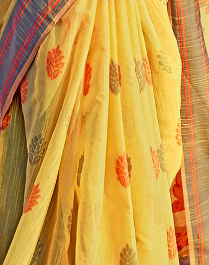 Yellow Silk Woven Saree