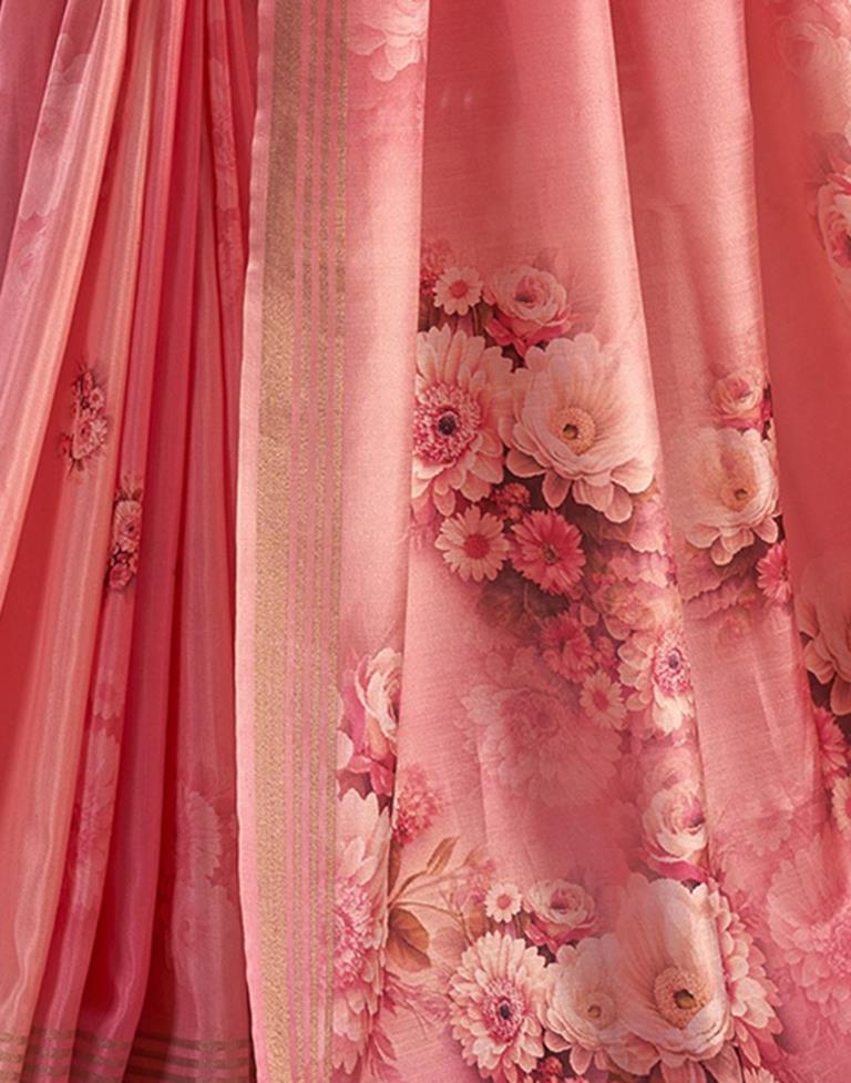 Pink Silk Printed Saree