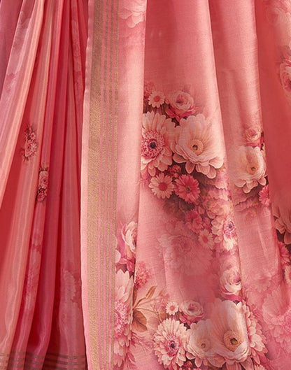 Pink Silk Printed Saree