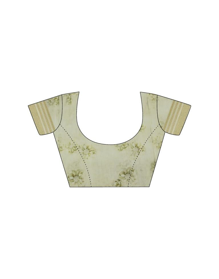 Light Yellow Silk Printed Saree