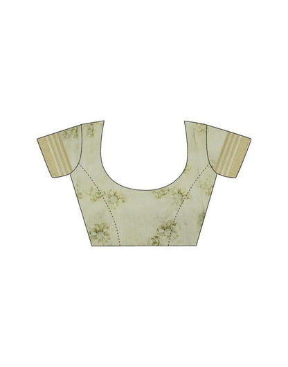 Light Yellow Silk Printed Saree