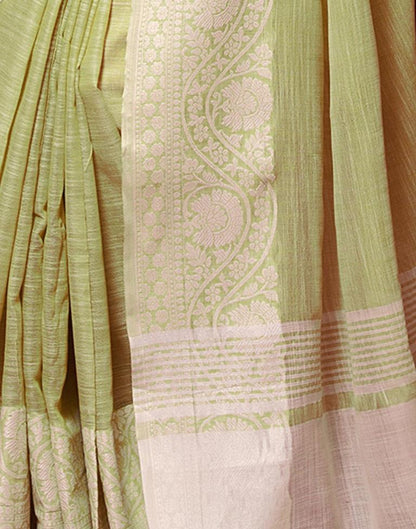 Light Green Cotton Woven Saree