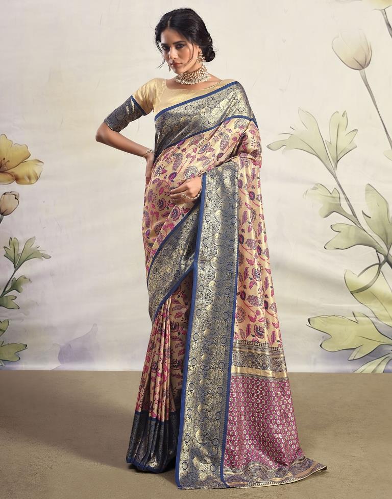 Golden & Multicoloured Silk Woven Saree