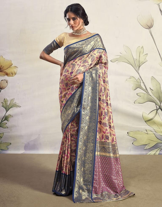 Golden & Multicoloured Silk Woven Saree