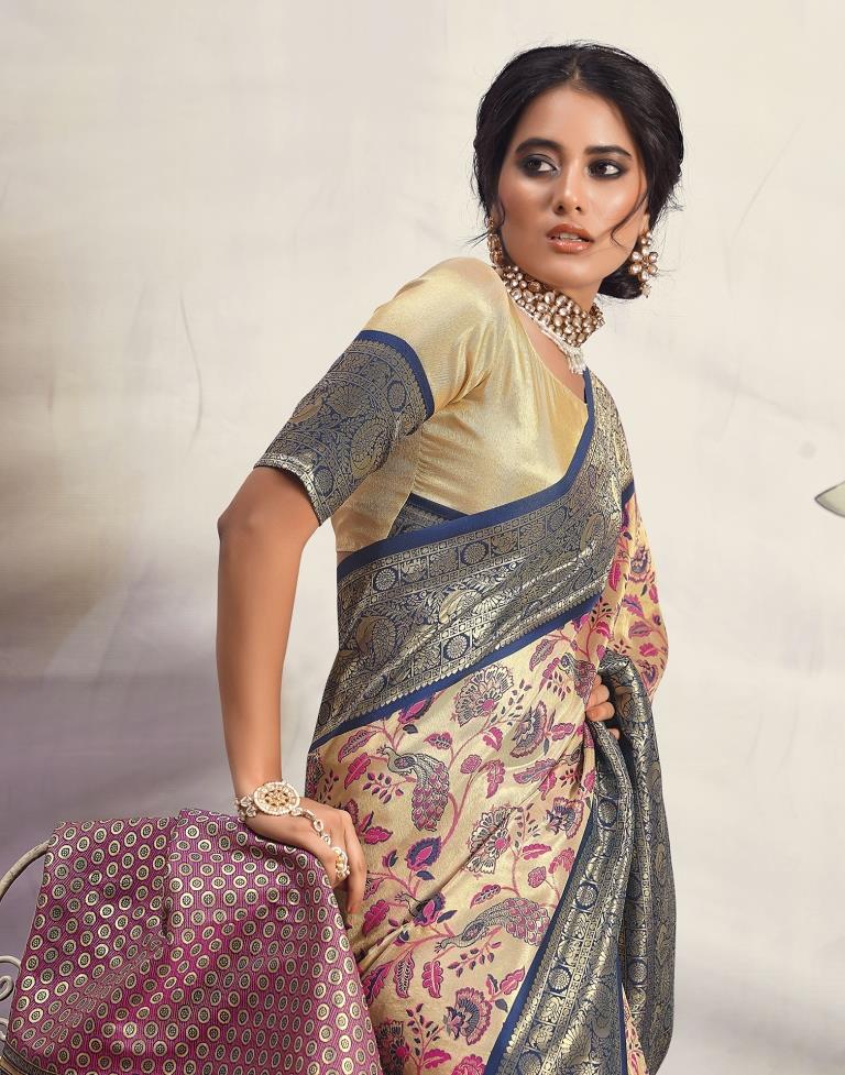 Golden & Multicoloured Silk Woven Saree