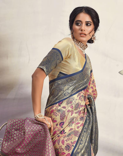 Golden & Multicoloured Silk Woven Saree