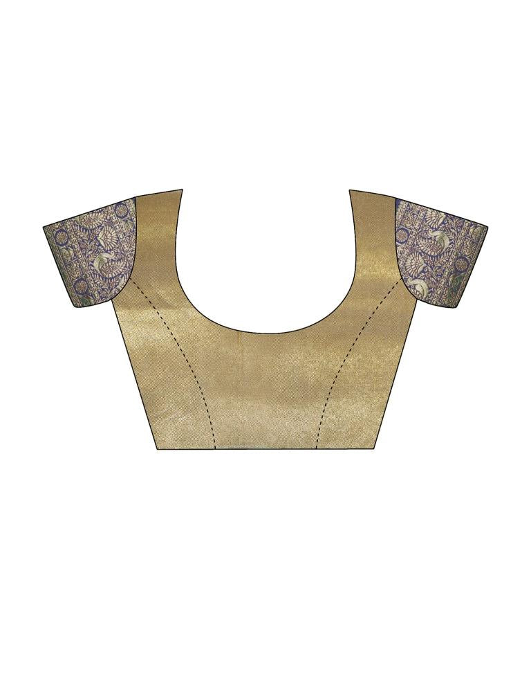 Golden & Multicoloured Silk Woven Saree