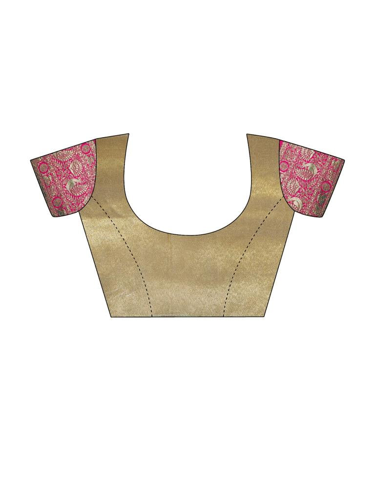 Golden & Red Silk Woven Saree