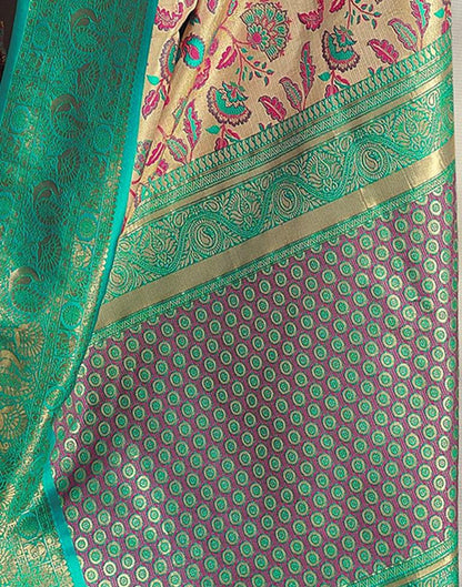 Golden & Green Silk Woven Saree