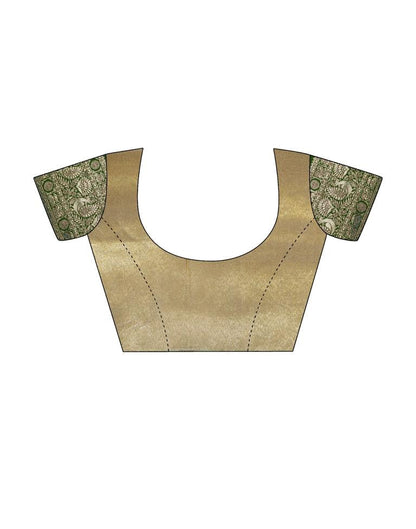 Golden & Dark Green Silk Woven Saree